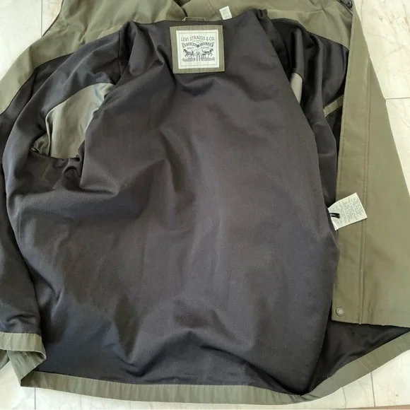 LEVI MENS OLIVE HOODED JACKET RAIN RESISTANCE SIZE XXL